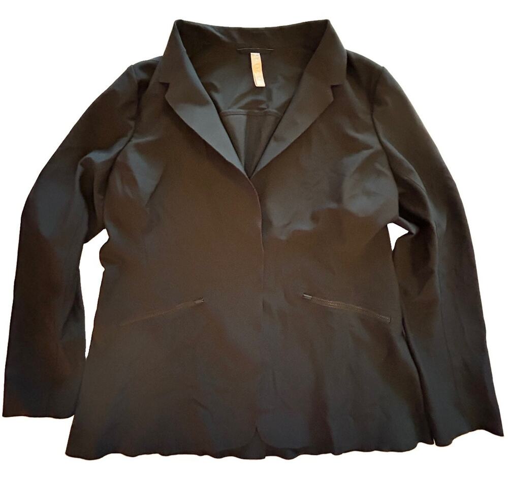 Athleta Stellar Blazer Black Performance Stretch 1 Button Jacket Pockets Size 16